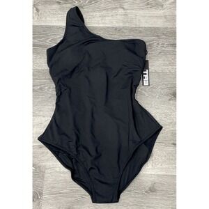 NWT TA3 One Sidey Black Swimsuit One Shoulder Sculpting Corset Women's XL Short